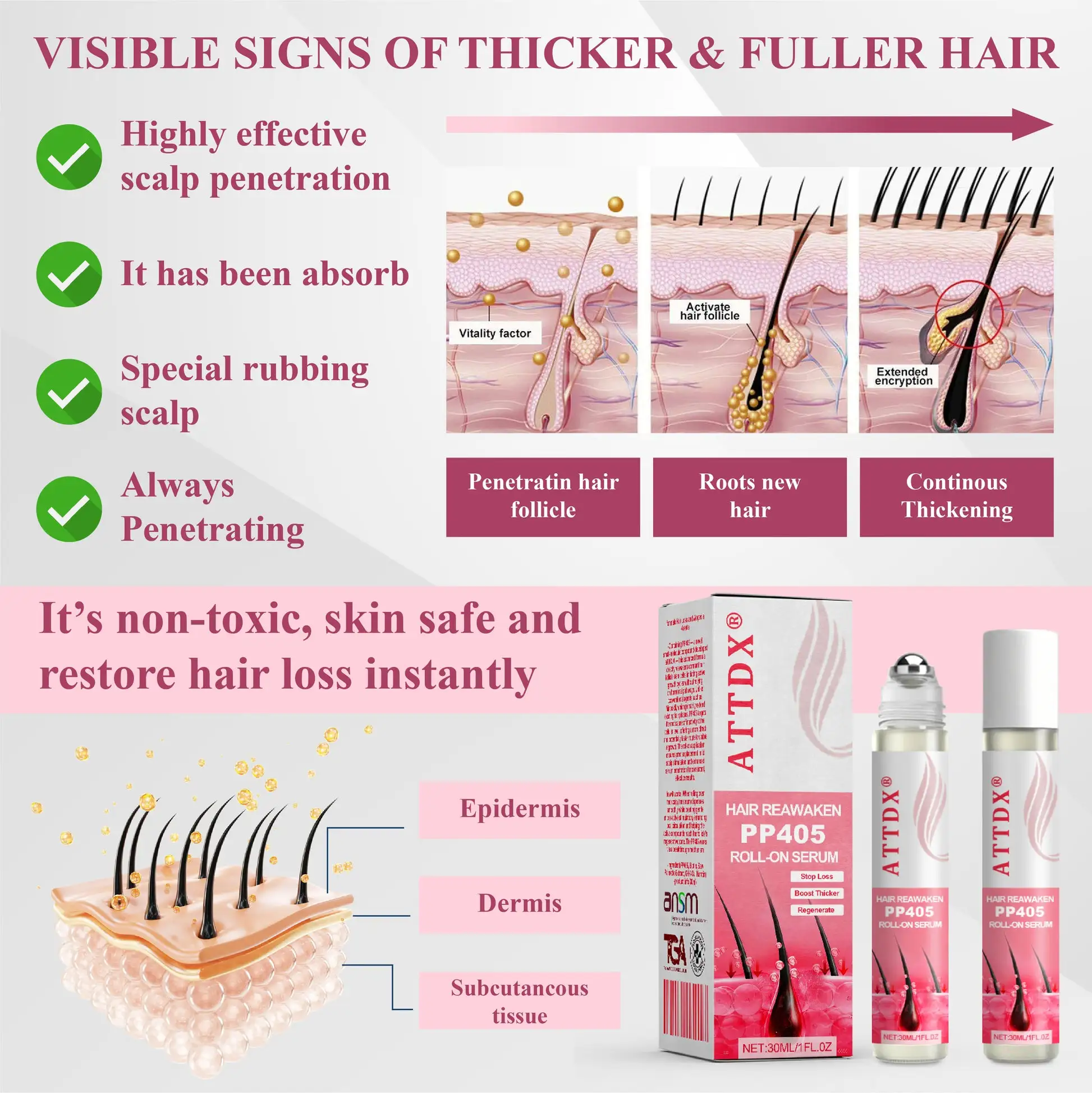 Hair Reawaken PP405 Roll-On Serum for Women 👩 - Image 3
