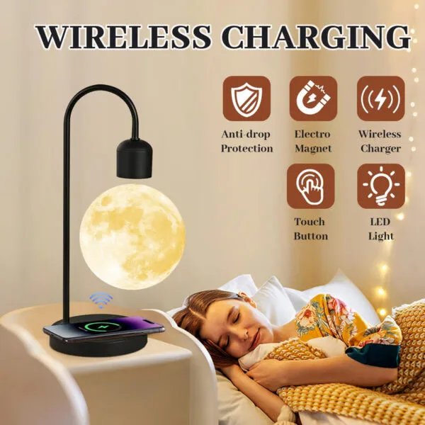 Floating Moon Lamp with Wireless Charging