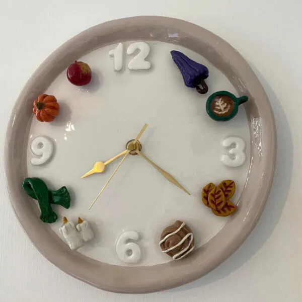 Handmade Ceramic Clock with Interchangeable Charms