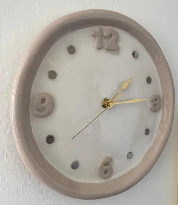 Handmade Ceramic Clock with Interchangeable Charms