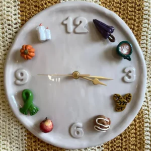 Handmade Ceramic Clock with Interchangeable Charms