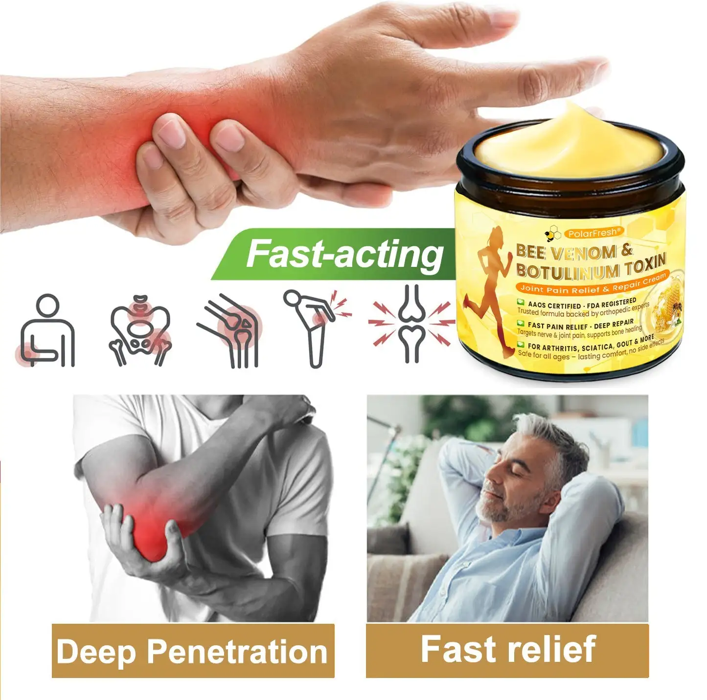 Bee Venom & Botulinum Toxin Joint Pain Relief & Repair Cream– Fast Relief & Joint Repair - Image 5