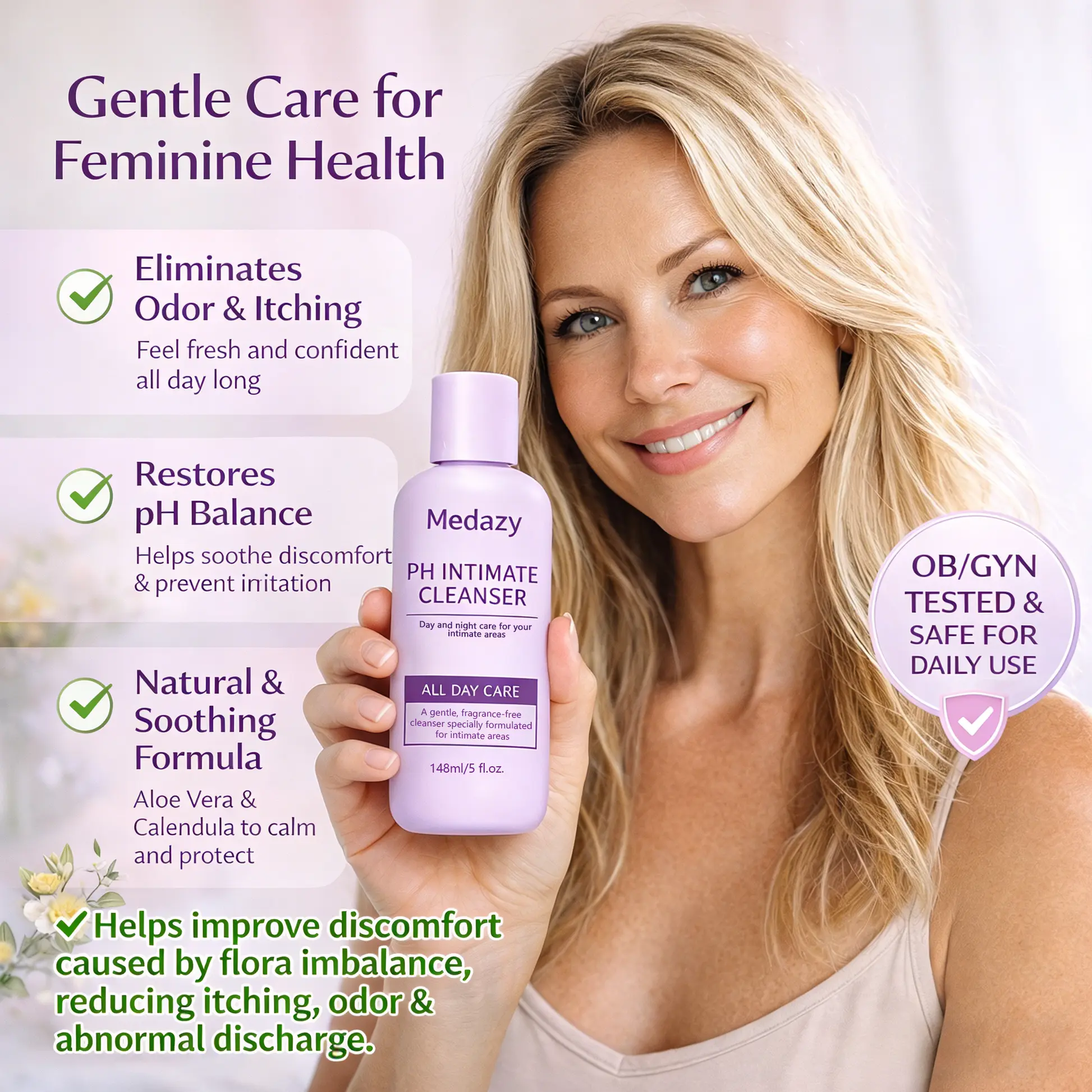🛡️Medazy PH Intimate Cleanser – Say Goodbye to Odor & Itching 🚫 – Restore pH Balance ⚖️ & Fight Inflammation 🦠