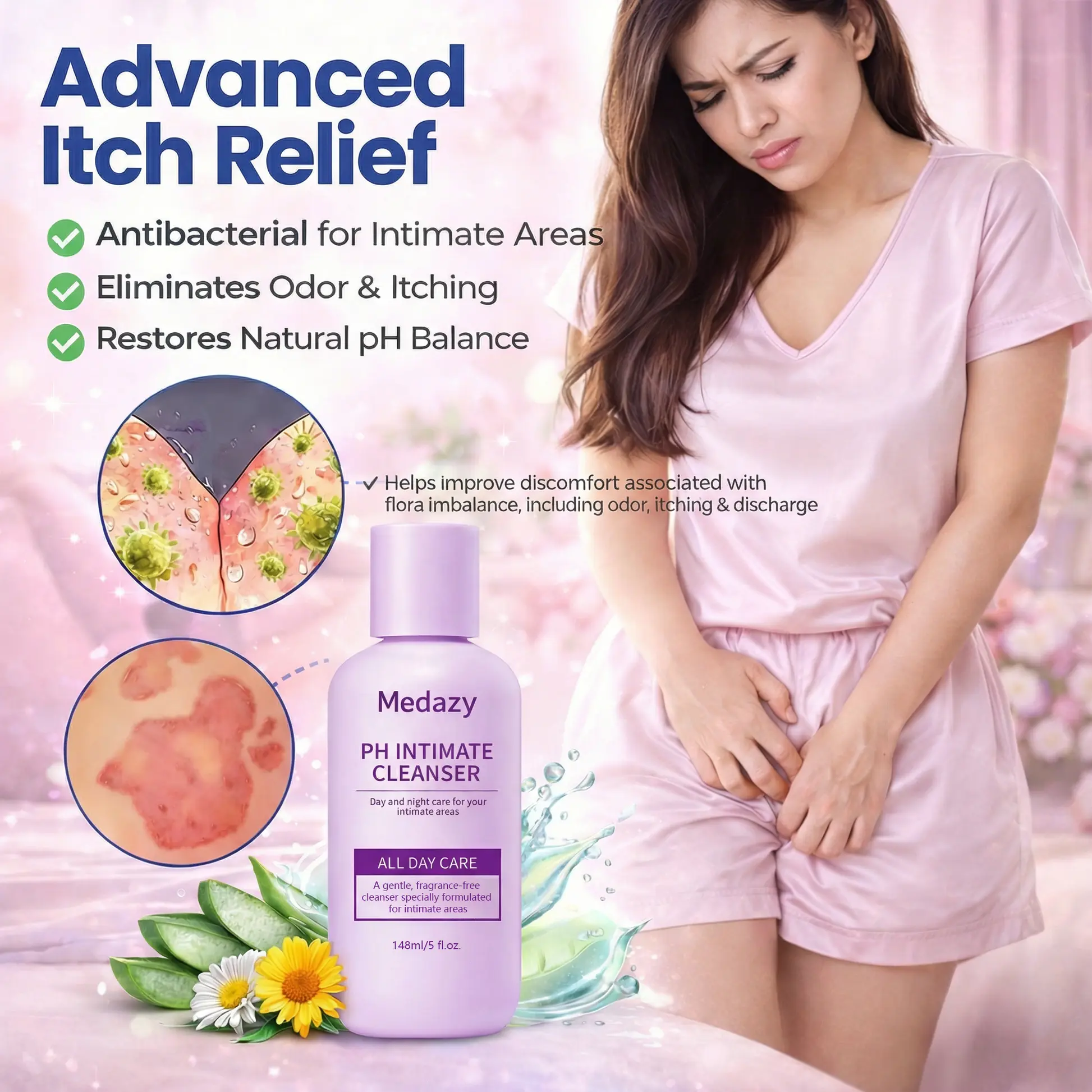 🛡️Medazy PH Intimate Cleanser – Say Goodbye to Odor & Itching 🚫 – Restore pH Balance ⚖️ & Fight Inflammation 🦠 - Image 2