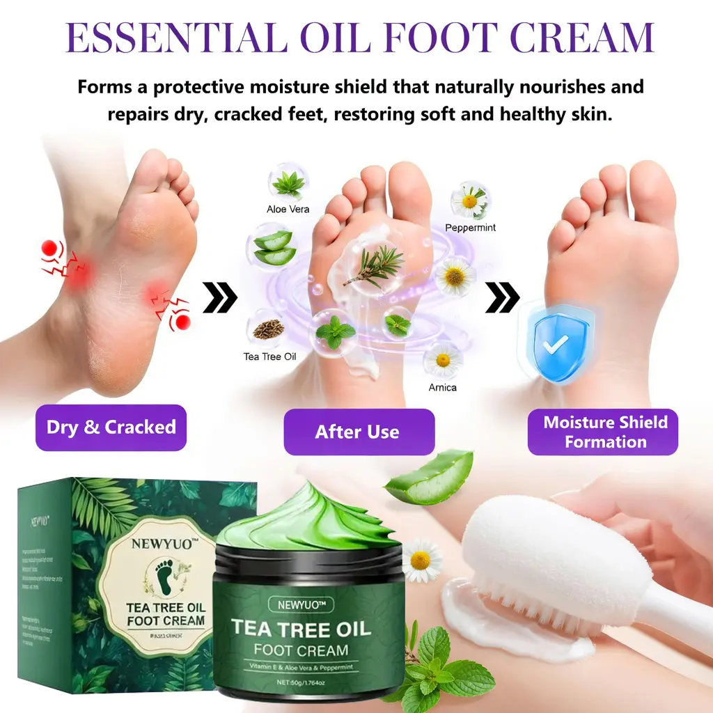 🎁 Limited-Time Offer 🎁 - Don't miss out!Tea Tree Oil Foot Cream (Repairs Dry Cracked Heels, Soothes Tired Feet, Eliminates Odor & Restores Soft Skin) - Image 10