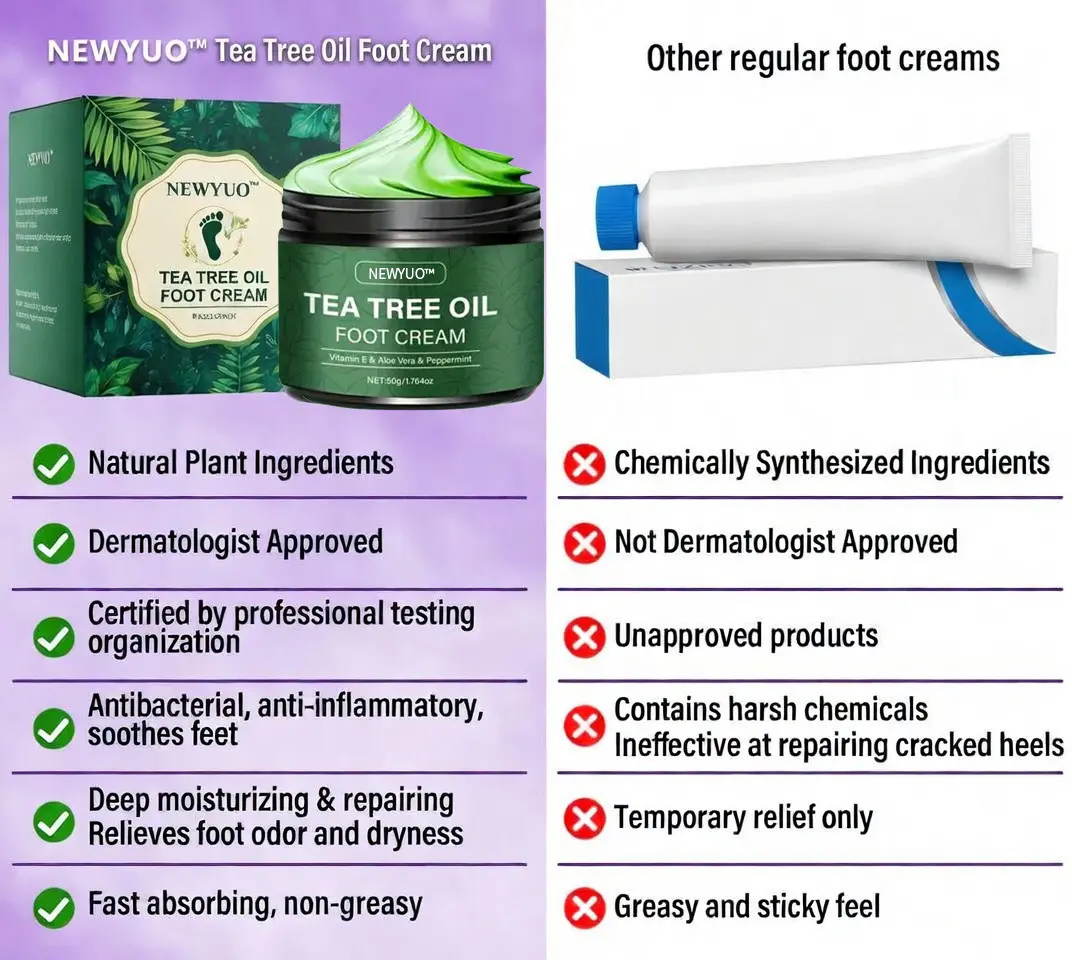 🎁 Limited-Time Offer 🎁 - Don't miss out!Tea Tree Oil Foot Cream (Repairs Dry Cracked Heels, Soothes Tired Feet, Eliminates Odor & Restores Soft Skin) - Image 2