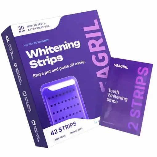 Purple Teeth Whitening Strips 7/21 Treatments Peroxide-Free Enamel Safe No Tooth Sensitivity