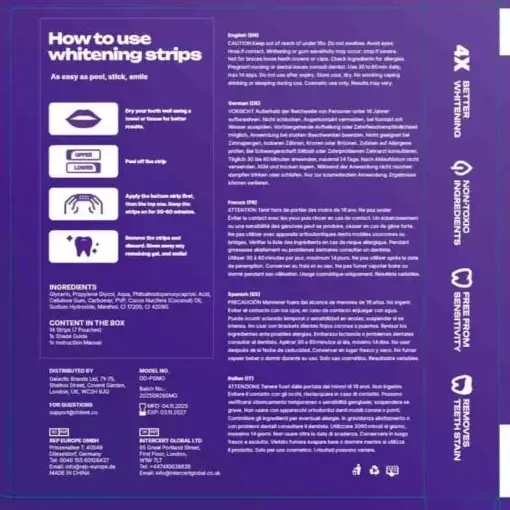 Purple Teeth Whitening Strips 7/21 Treatments Peroxide-Free Enamel Safe No Tooth Sensitivity - Image 4