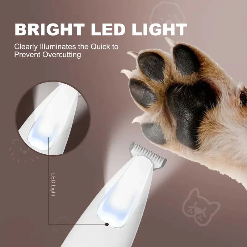 Silent Electric Pet Claw and Hair Trimmer with LED Light | Safe and Low Noise, Suitable for Dogs and Cats - Image 9
