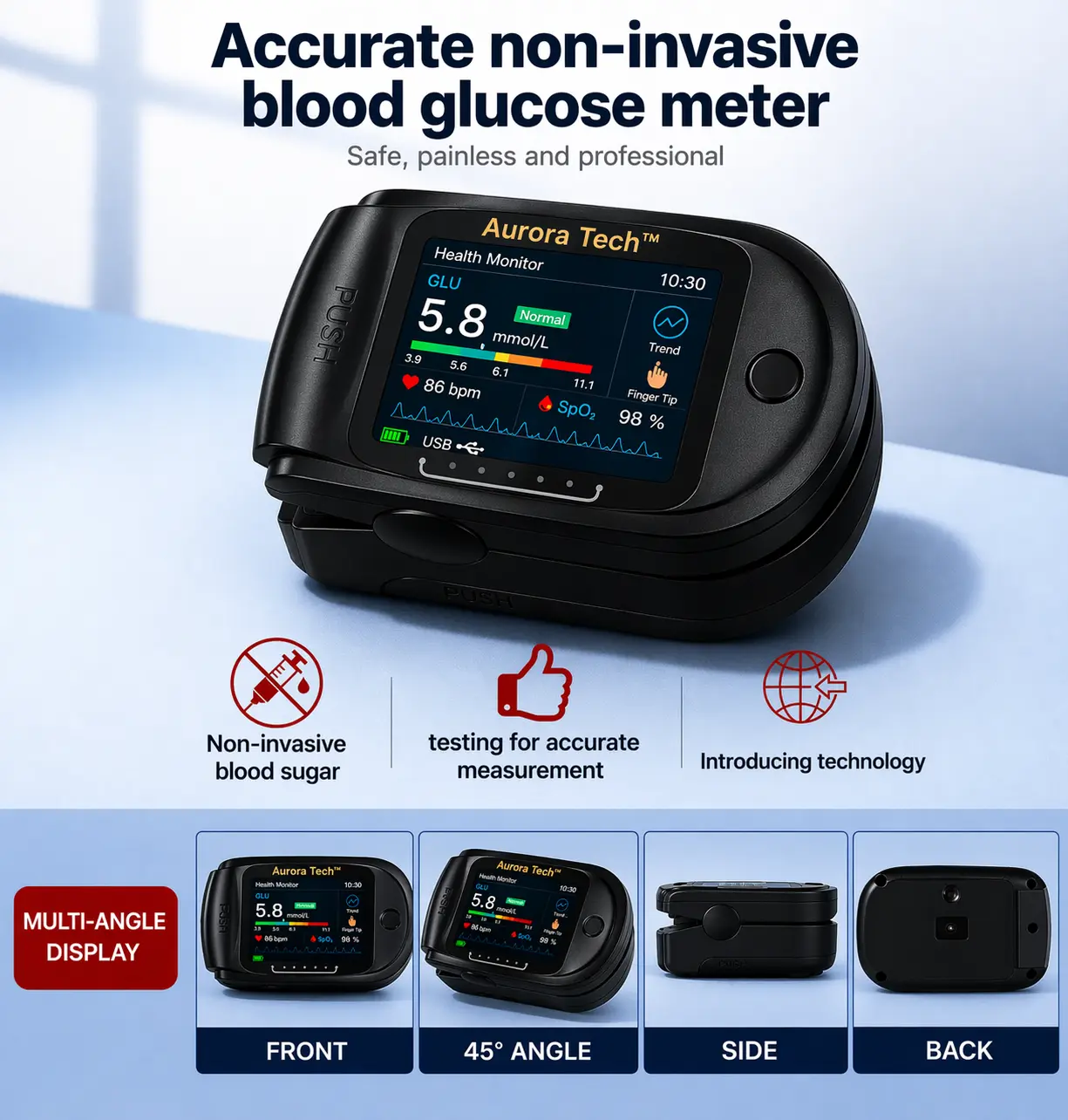 💥Aurora Non-Invasive AI Blood Sugar Analyzer | High-Precision 99.9% Accuracy - Image 2
