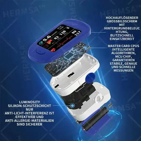 Hochpräzises multifunktionales nicht-invasives Gerät – 99,99% Genauigkeit!Kompatibel mit iOS und Android Smartphones - Image 5