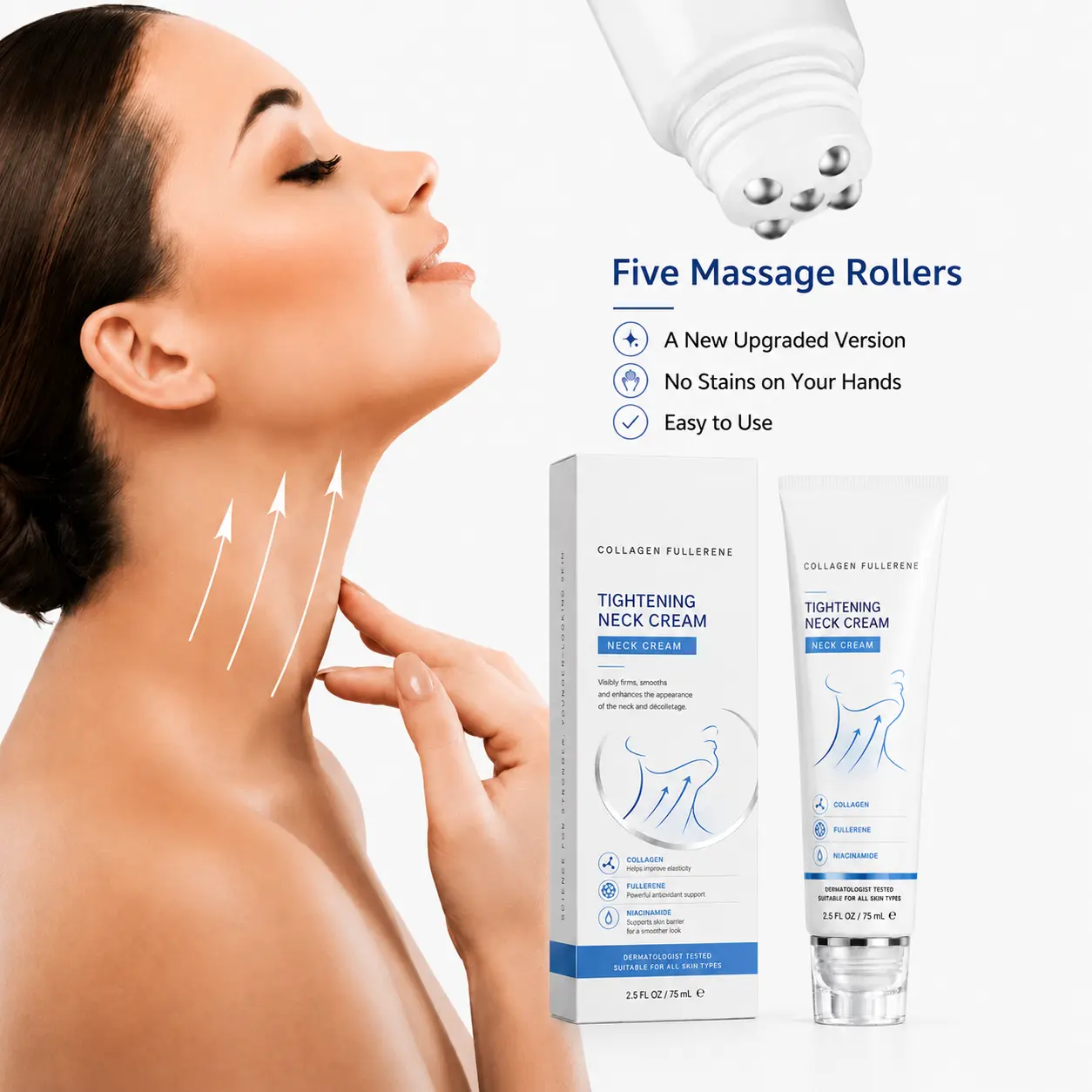 Instant Neck Firming Cream with 5-Ball Roller & Retinol - Image 5