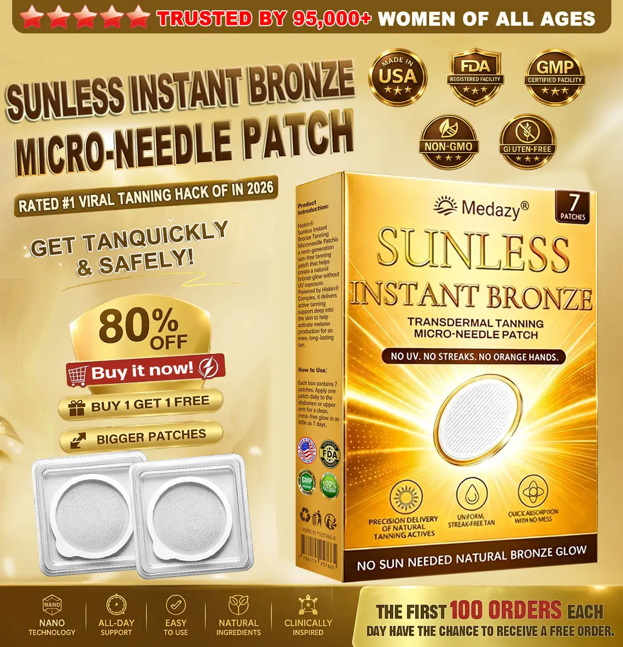 Sunless Tanning Microneedle Patch - | DHA-Free